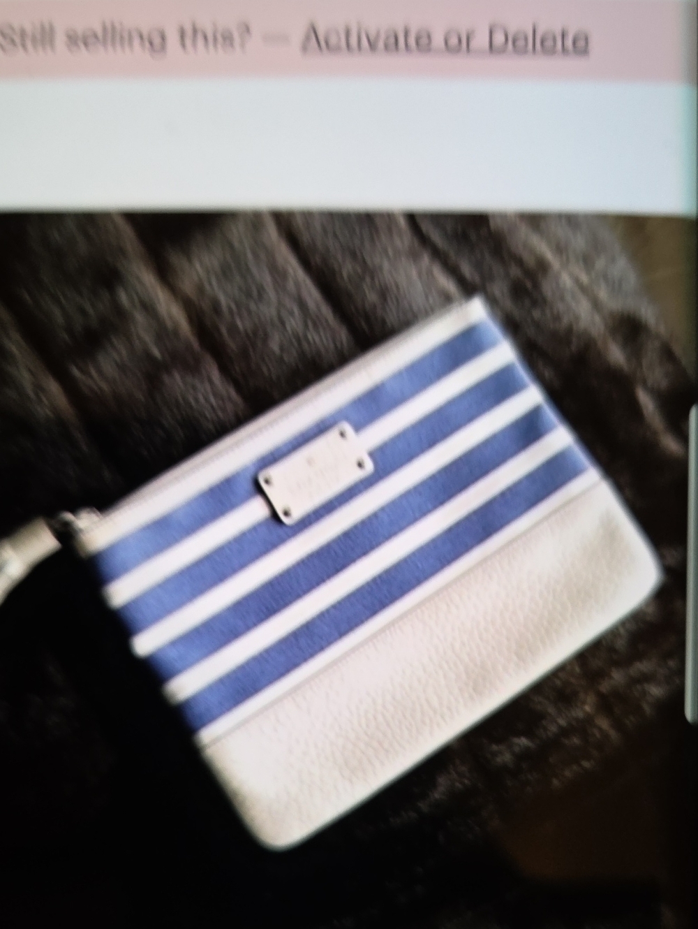 kate spade Blue and White Striped Wristlet Clutch